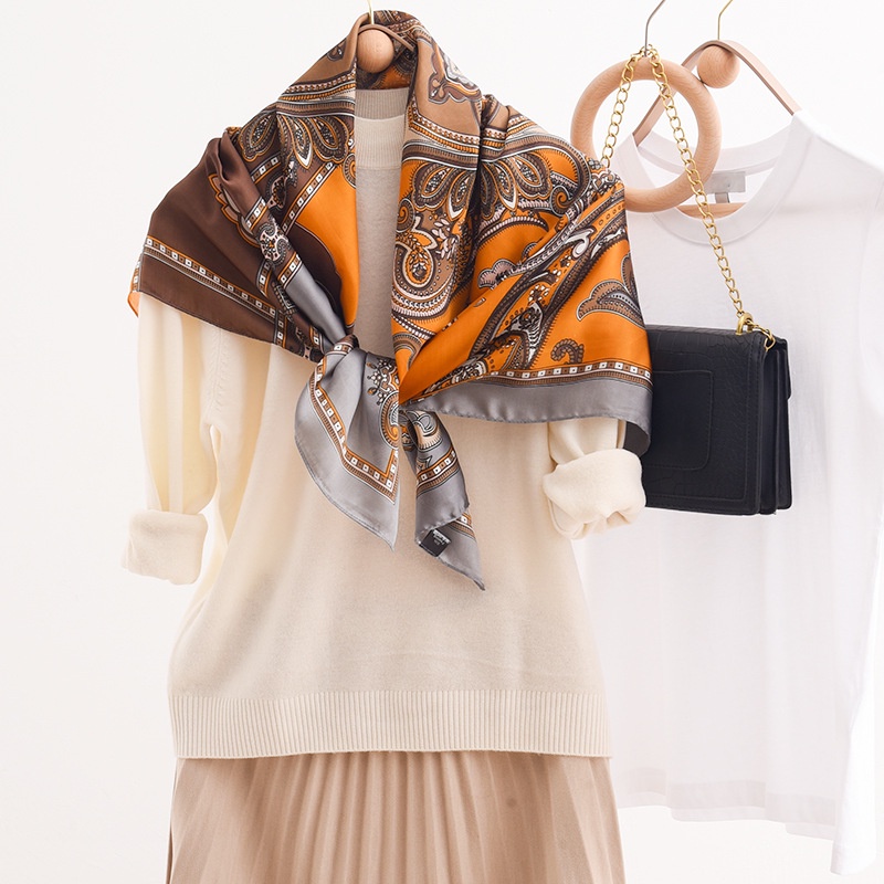 Khăn Quàng Cổ Lụa Vuông 23 Kiểu Dáng Sang Trọng 90 * 90cm