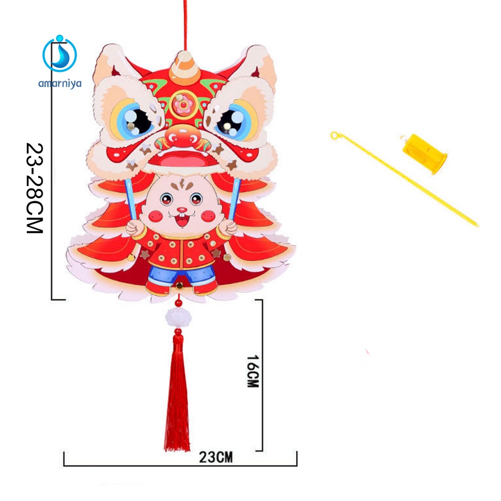 Lồng Đèn Hình Thỏ Hoạt Hình Màu Dạ Quang DIY Làm Quà Tặng Năm Mới Cho Bé