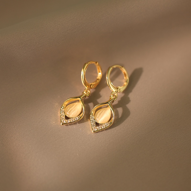 Bông Tai Mạ Bạc 925 Hình Hoa Đính Đá opal Sang Trọng Cho Nữ