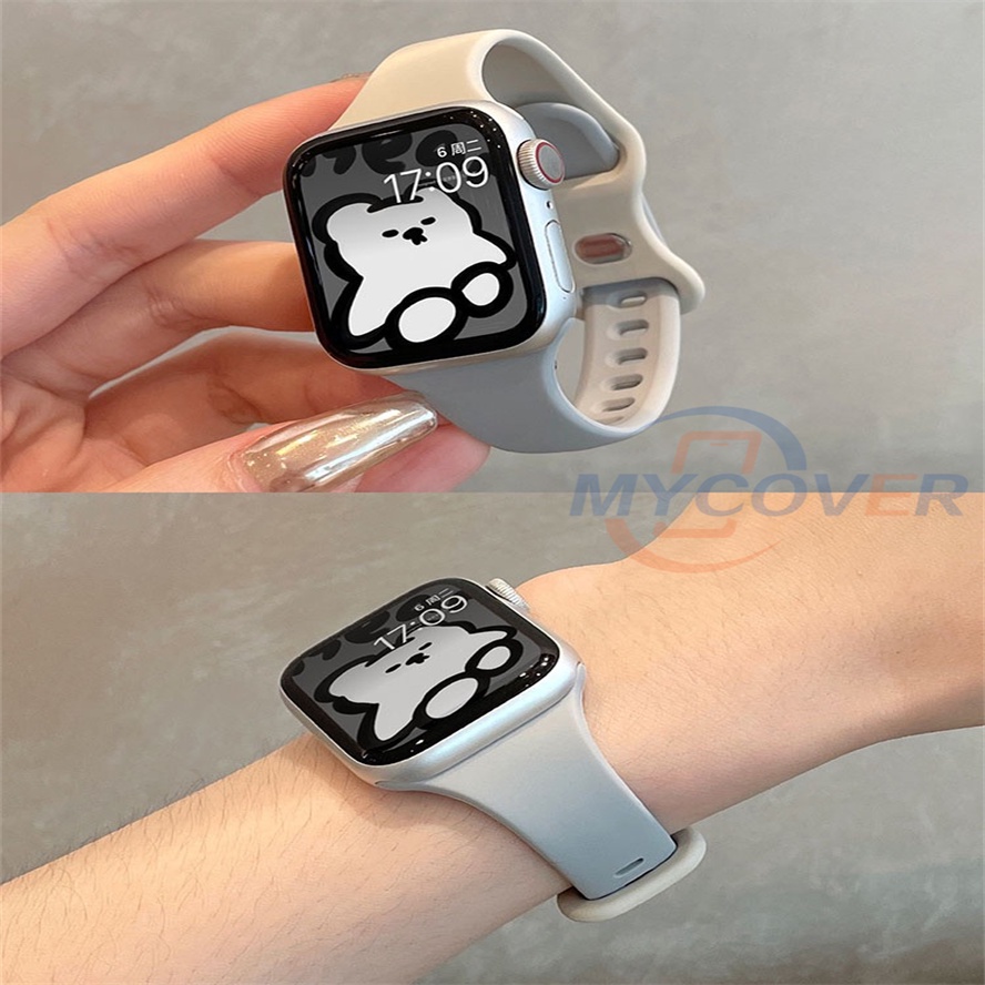 Dây Đeo Silicon Mềm Nhiều Màu Sắc Cho Đồng Hồ Thông Minh Series 7 6 SE 5 4 3 2 1 Kích Thước 41mm 45mm 44mm 42mm 40mm 38mm