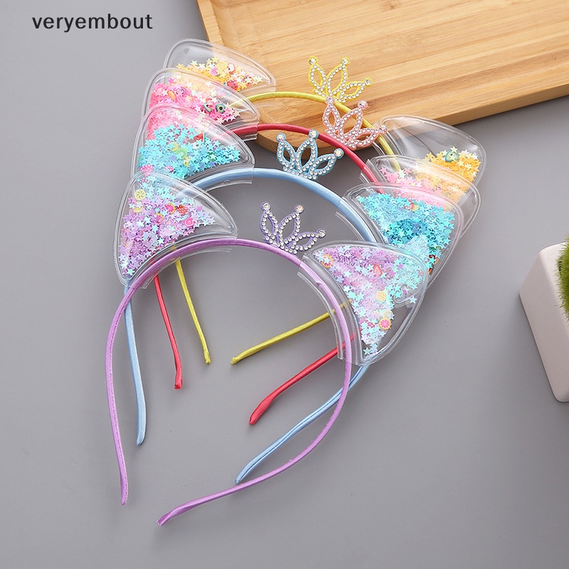 Băng Đô Trong Suốt Phối Kim Tuyến Lấp Lánh Thời Trang Cho Bé Gái