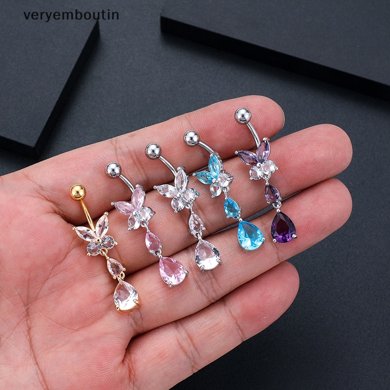 Khuyên Rốn Hình Giọt Nước Và Bướm Đính Đá Zircon Thời Trang Cho Nữ