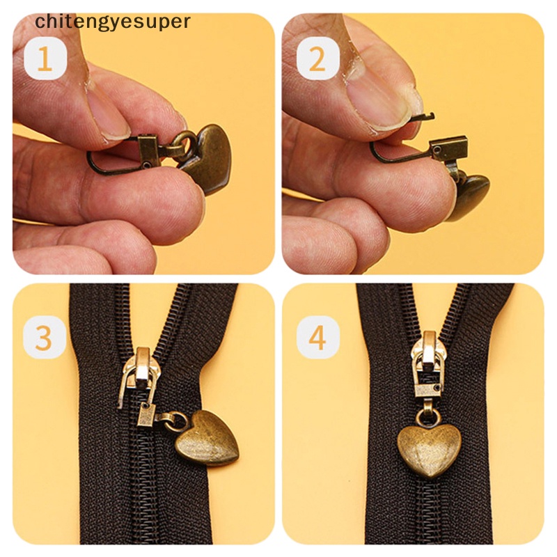 Set 5 Đầu Khóa Kéo Kim Loại Hình Trái Tim Thay Thế DIY