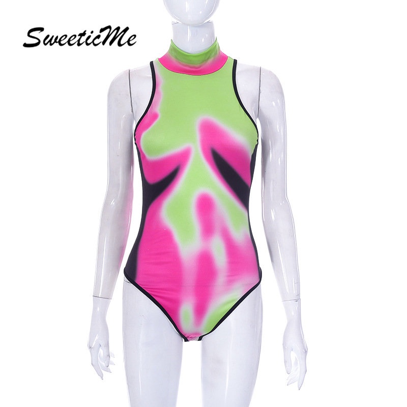 Bộ Áo Liền Quần Cổ Tròn Dáng Ôm Phối Màu Tương Phản Thời Trang 2023 Cho Bạn Gái