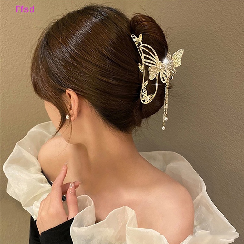 Kẹp Tóc Kim Loại Hình Cá Mập Đính Ngọc Trai Cho Nữ