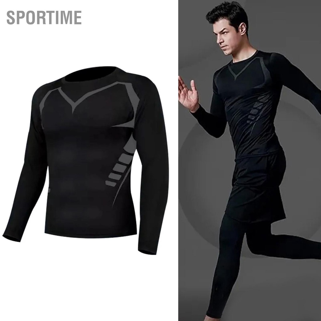 Bán hàng nóng Áo tập thể dục cho nam Bó sát tay dài nhanh khô thao ngoài trời Chạy bộ Quần áo