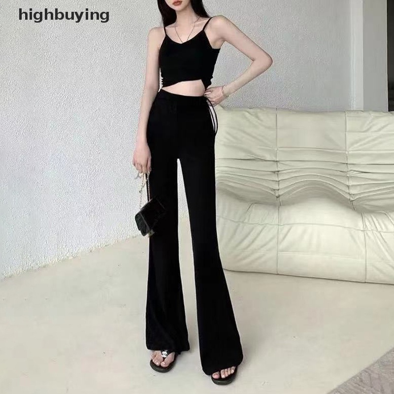 Quần Dệt Kim Lưng Cao Phối Dây Rút Thời Trang Đường Phố Cá Tính