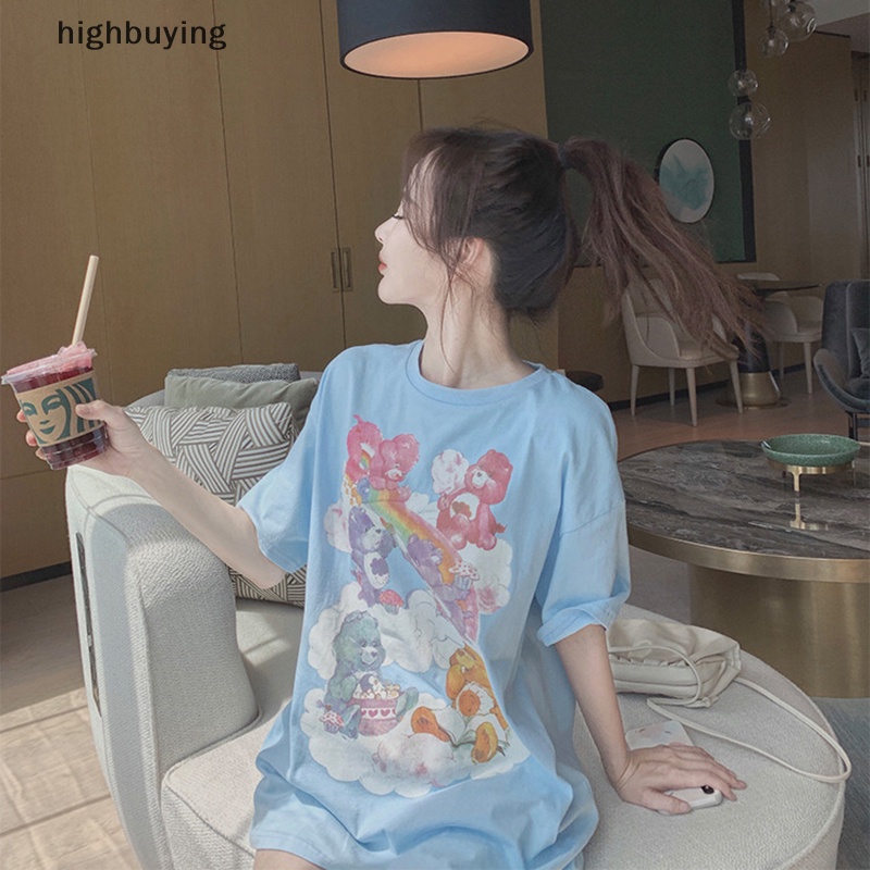 Áo Thun Tay Ngắn Cổ Tròn In Hình Gấu Hoạt Hình Thời Trang Mùa Hè Cho Nữ