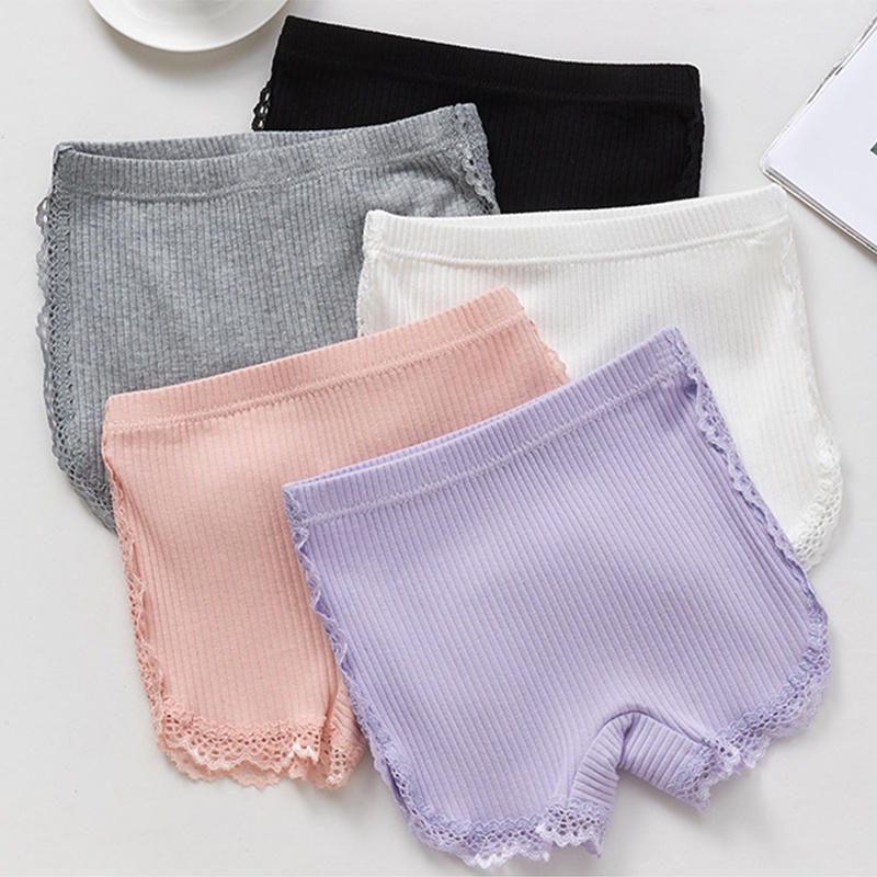 LJMOFA Quần Lót Legging Bằng Cotton Mềm Phối Ren Thoải Mái An Toàn Cho Bé Gái 2-10 Tuổi