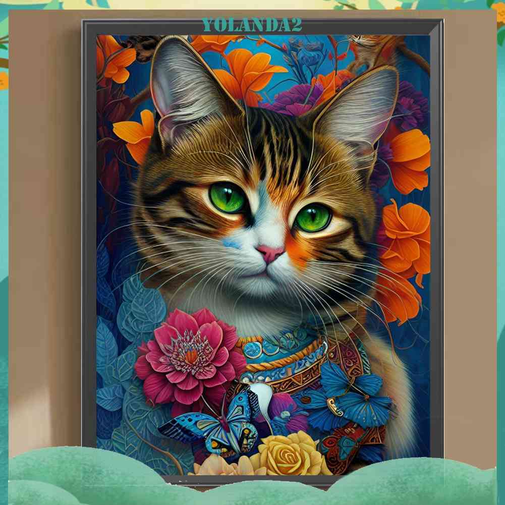 Tranh Đính Đá Kim Cương Toàn Bộ 5D DIY Hình Vẽ Mèo Trang Trí Nhà Cửa