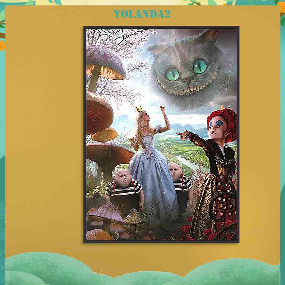 Bộ Tranh Đính Đá 5D Họa Tiết Alice in Wonderland Độc Đáo DIY Dùng Trang Trí Nhà Cửa