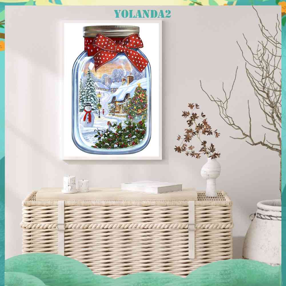 Tranh Đính Đá Kim Cương Toàn Bộ 5D DIY Hình Vẽ Lọ Hoa Giáng Sinh Trang Trí Nhà Cửa