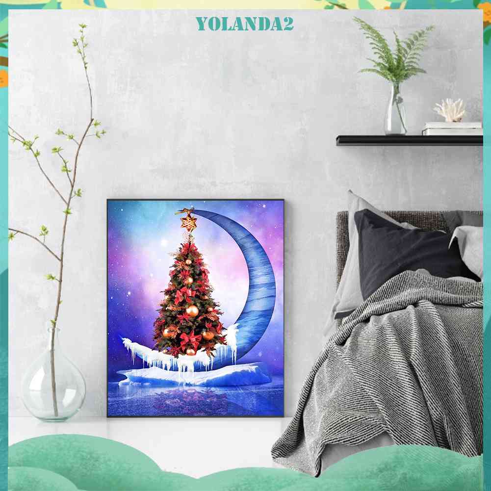 Tranh Đính Đá Kim Cương Toàn Bộ 5D DIY Hình Cây Thông Giáng Sinh