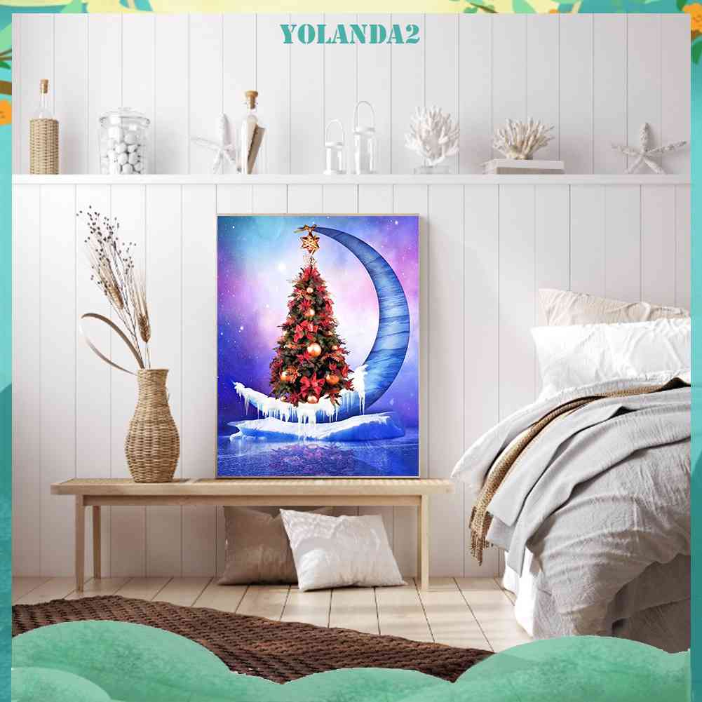 Tranh Đính Đá Kim Cương Toàn Bộ 5D DIY Hình Cây Thông Giáng Sinh