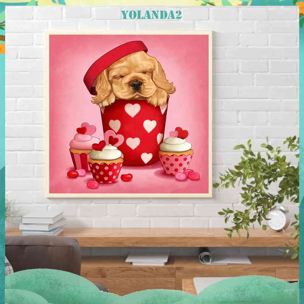 Tranh Đính Đá Kim Cương Toàn Bộ 5D DIY Hình Vẽ Chó Trang Trí Nhà Cửa