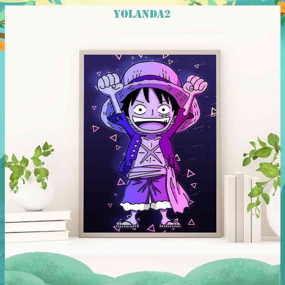 Tranh Đính Đá Kim Cương Toàn Bộ 5D DIY Hình Vẽ Khỉ Luffy Thủ Công Trang Trí Nhà