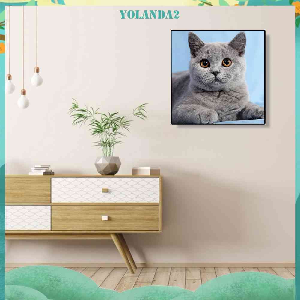 Tranh Đính Đá Kim Cương Toàn Bộ 5D DIY Hình Vẽ Mèo Trang Trí Nhà Cửa