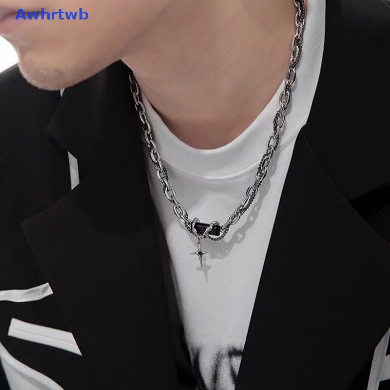 Vòng Cổ Choker Bằng Thép Titan Mặt Thánh Giá Đính Đá Zircon Đen Thời Trang Cho Nam Và Nữ Mới
