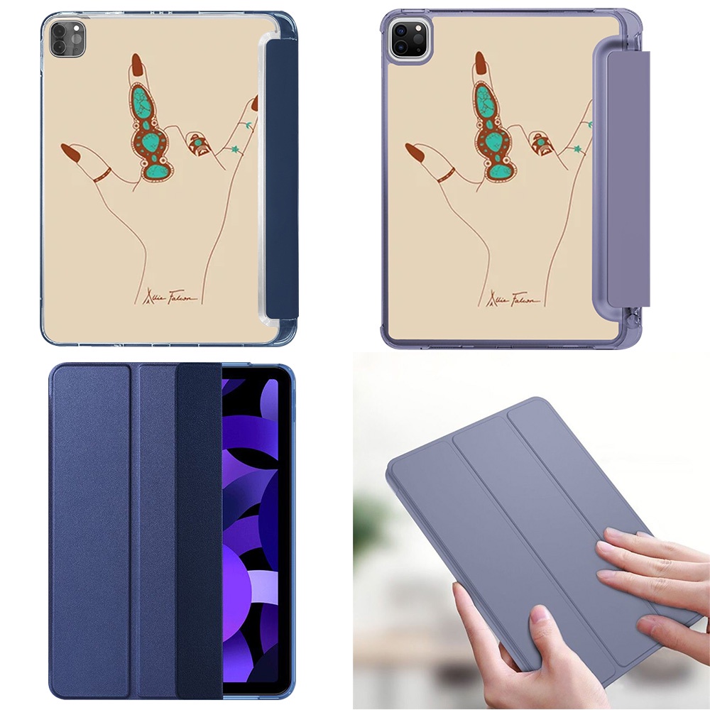 Ốp Máy Tính Bảng Silicon Mềm Hình Ngôn Ngữ Trái Tim Màu Xanh Dương / Tím Cho iPad 7 8 9 Pro Mini4 Mini5 Air1 Air2 Air3 Air4 2