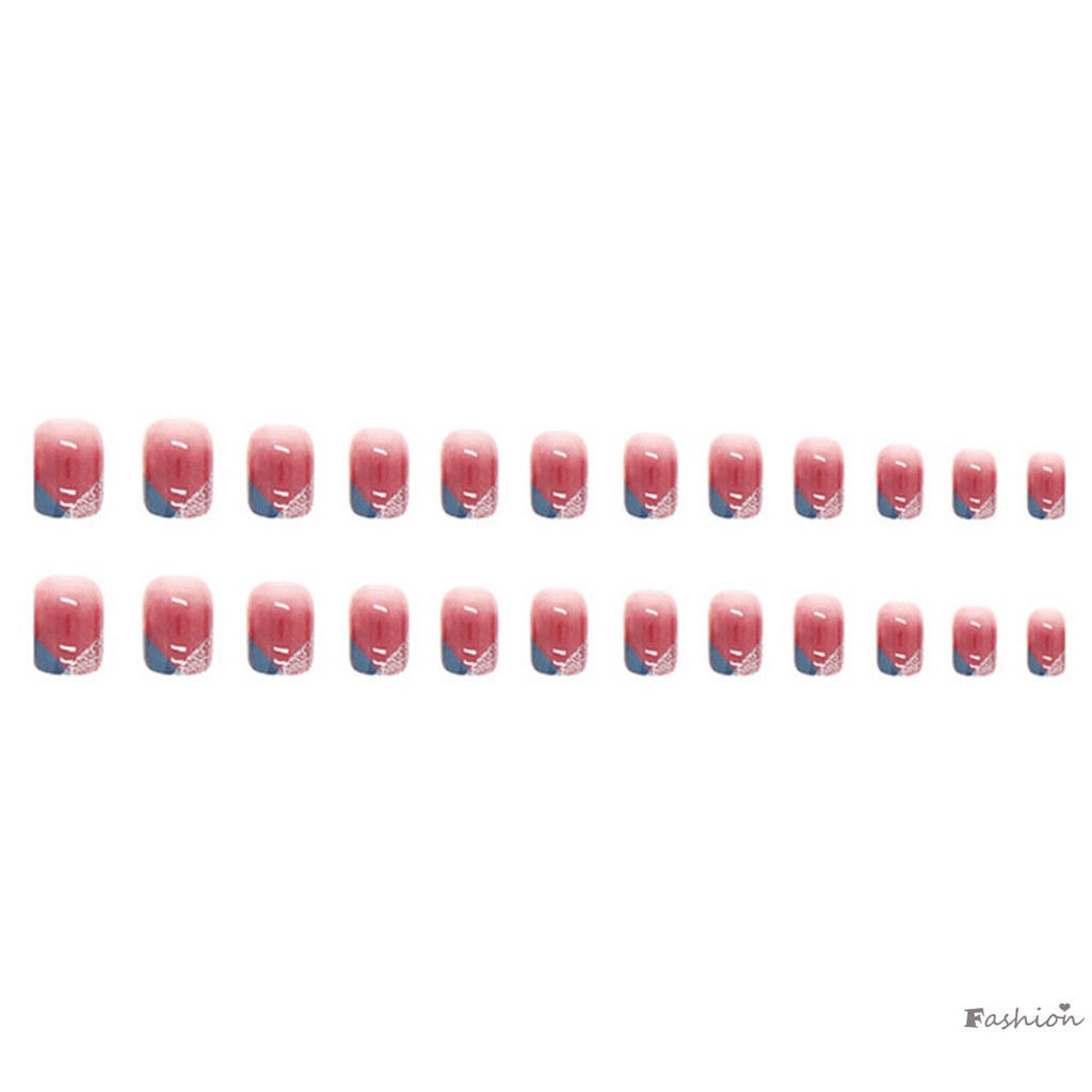 Móng Tay Giả Ngắn Hình Tròn Dạng Nhấn Phong Cách Pháp