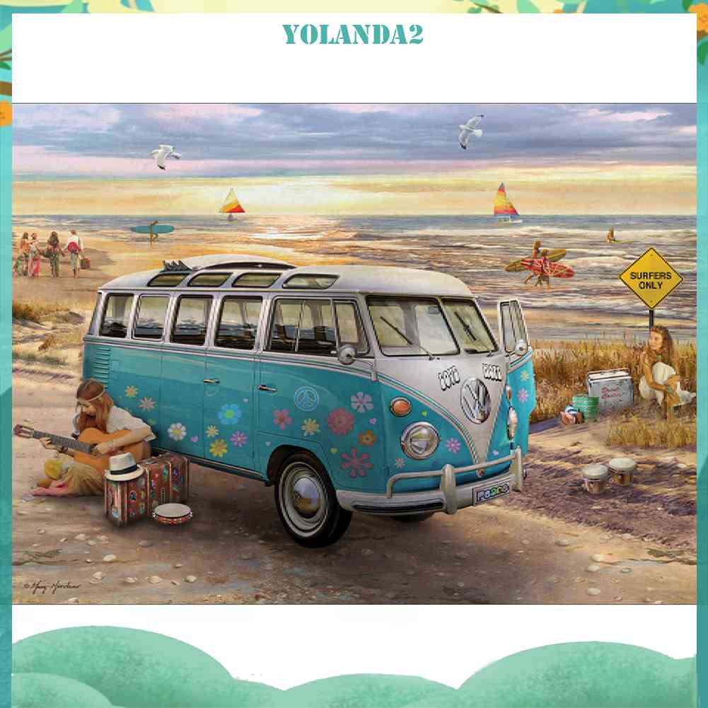 Tranh Đính Đá Kim Cương Toàn Bộ 5D DIY Hình Vẽ Xe Buýt