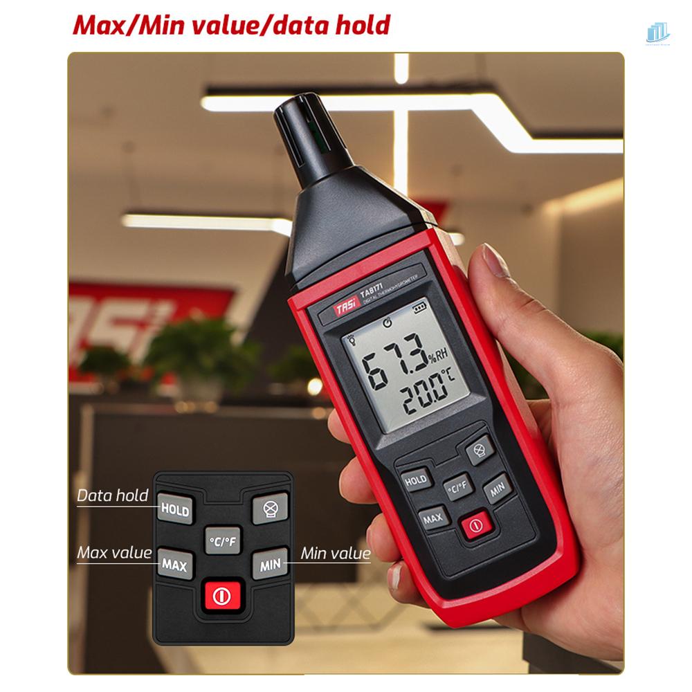 Đồng Hồ Đo Nhiệt Độ Và Độ Ẩm Cầm Tay (s2mwvn) TASI TA8171-100 Độ°C~50°C Đèn Nền LCD RH ~ 98% RH Với Đèn Nền LCD 5% RH ~ 98% RH °C/°F Phụ Kiện Chuyên Dụng Cho Xe Hơi