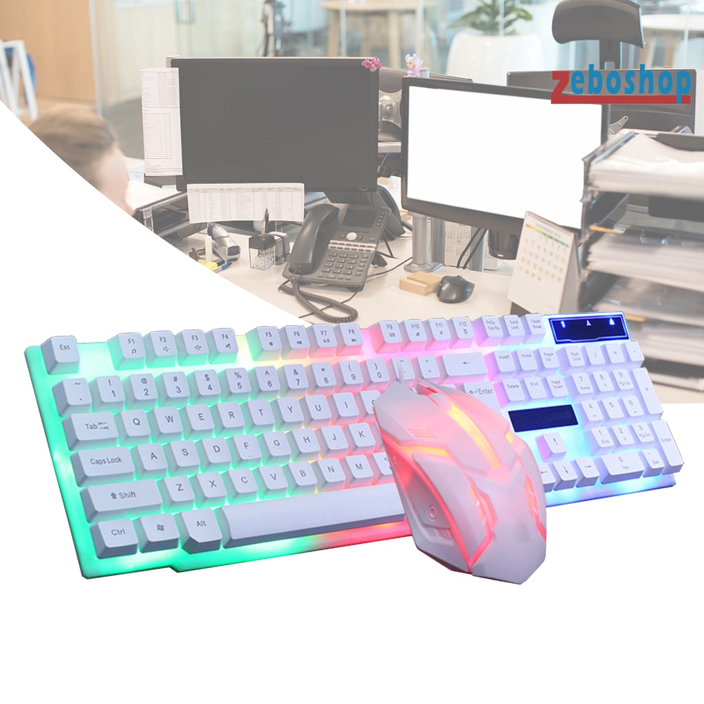 Bộ 2 Bàn Phím Và Chuột GTX300 Có Dây Đèn Nền Bằng Nhựa Dành Cho Máy Tính