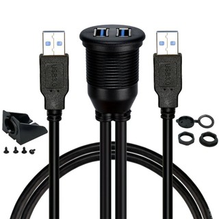 Car Dashboard Flush Mount USB Dock Adapter Dashboard Panel Port Male Female Cable Extension Cable for Motorcycle Boat