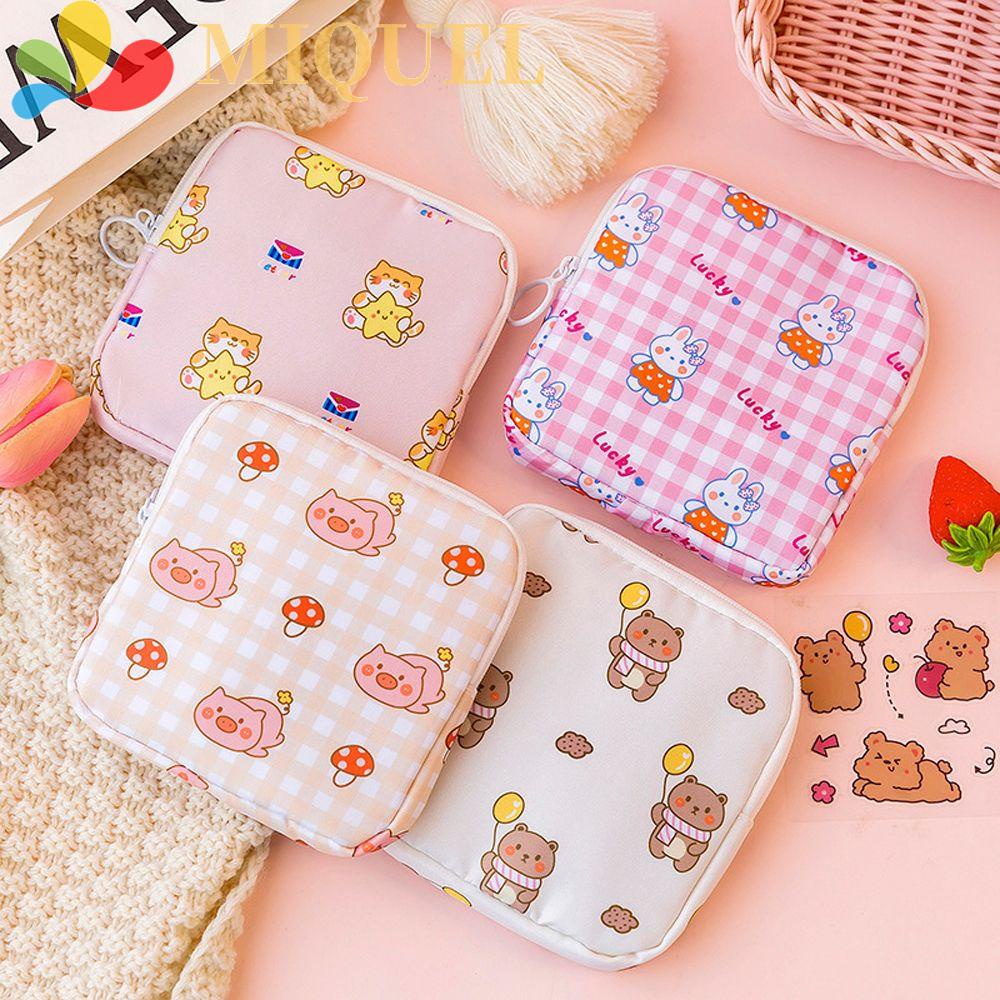Túi Đựng Băng Vệ Sinh Tai Nghe / Tiền Xu Hình Mèo Phối Khóa Kéo Phong Cách Ins Hàn Quốc Dành Cho Bạn Nữ