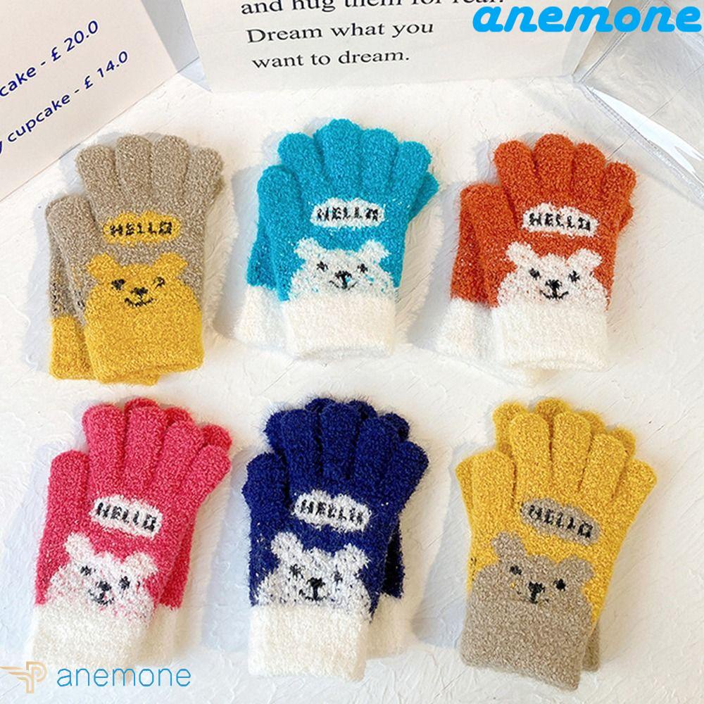 Đôi Găng Tay Giữ Ấm Chống Gió Họa Tiết Gấu Hoạt Hình Dễ Thương Cho Bé