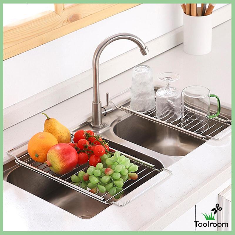 Giá Đỡ Inox Gắn Bồn Rửa Chén Ráo Nước Chống Gỉ Có Thể Điều Chỉnh