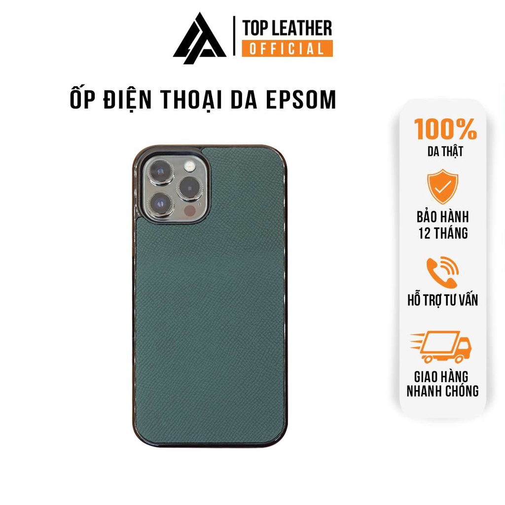 Ốp da thủ công viền đen ốp lưng điện thoại da xanh rêu iphone 11/11 Prm-12/12Pro/12 Prm-13/13 Prm-14/14/Pro/14Plus/4Prm