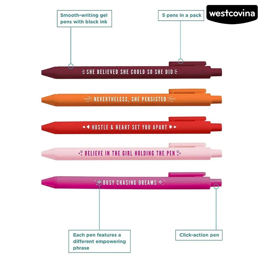 [COD]♪Set 5 Bút Bi Ngòi 0.5mm Khô Nhanh Cho Bé