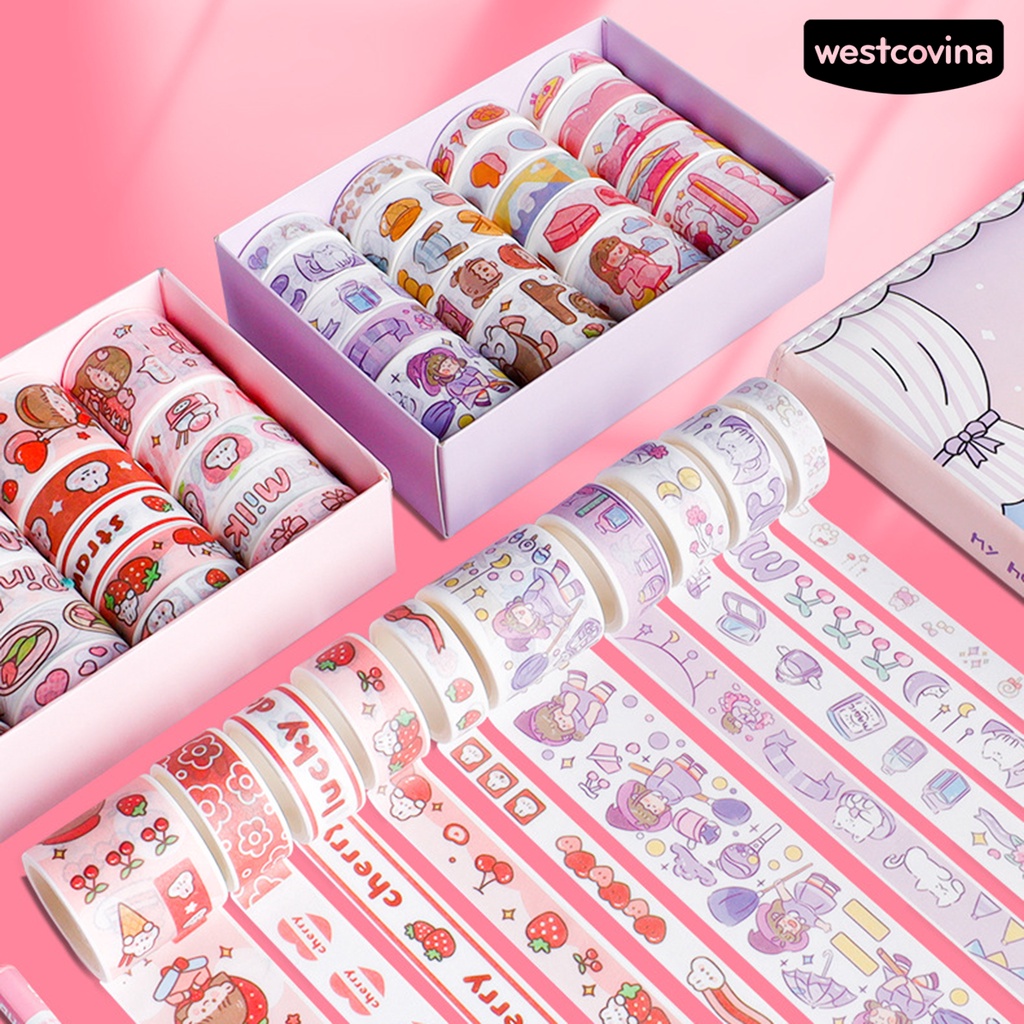 [COD]♪Set 20 Cuộn Băng Keo Giấy Dán Trang Trí Sổ Tay Cho Học Sinh