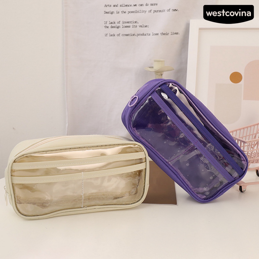 [COD]♪Túi Đựng Bút Trong Suốt Nhiều Ngăn Có Khóa Kéo Tiện Dụng