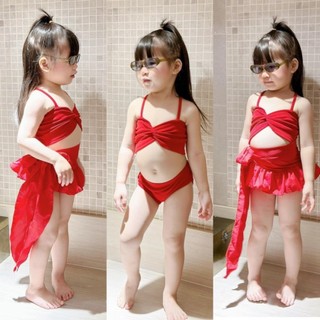 Set Bikini hồng - đỏ cho bé gái