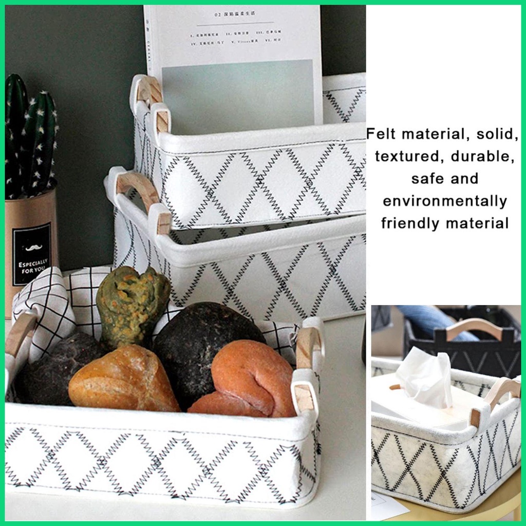 Set 3 Giỏ Nỉ Đựng Đồ Cỡ Lớn Có Tay Cầm Thoải Mái Dễ Sử Dụng