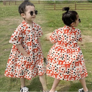 Váy thô đũi chấm bi đỏ mềm mại dành cho bé gái 8-32kg