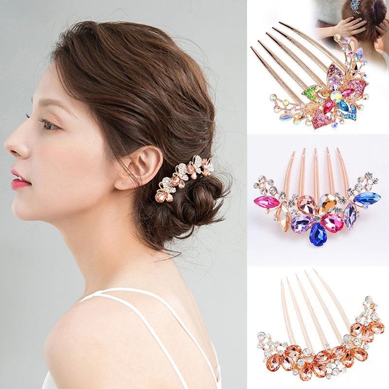 Lược Cài Tóc Hình Vương Miện Đính Đá Pha Lê Phong Cách Hàn Quốc Thời Trang Cho Nữ