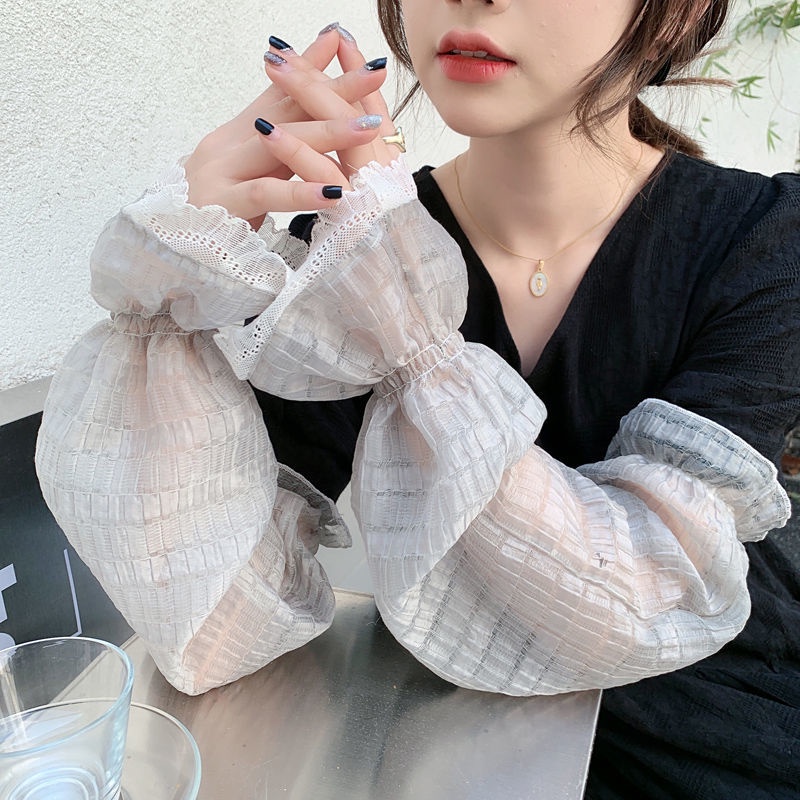 Ống Tay Áo Chống Nắng Giả Ren Rỗng Thoáng Khí Bảo Vệ Cánh Tay Hình Xăm Dành Cho Nữ