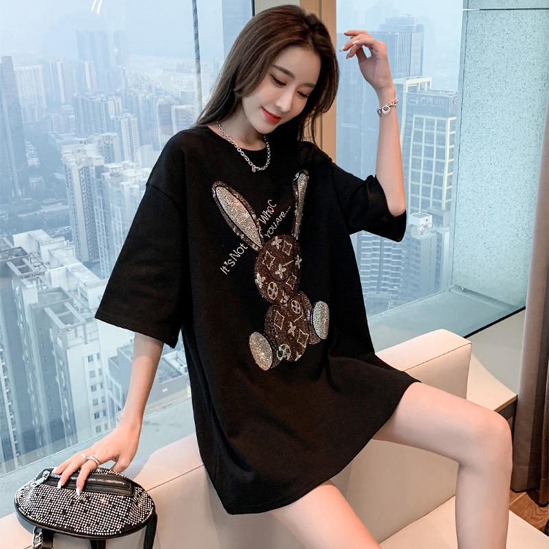Áo Thun Tay Lửng Dáng Rộng Cỡ Lớn Thời Trang Mùa Hè Hàng Mới Dành Cho Bạn Nữ