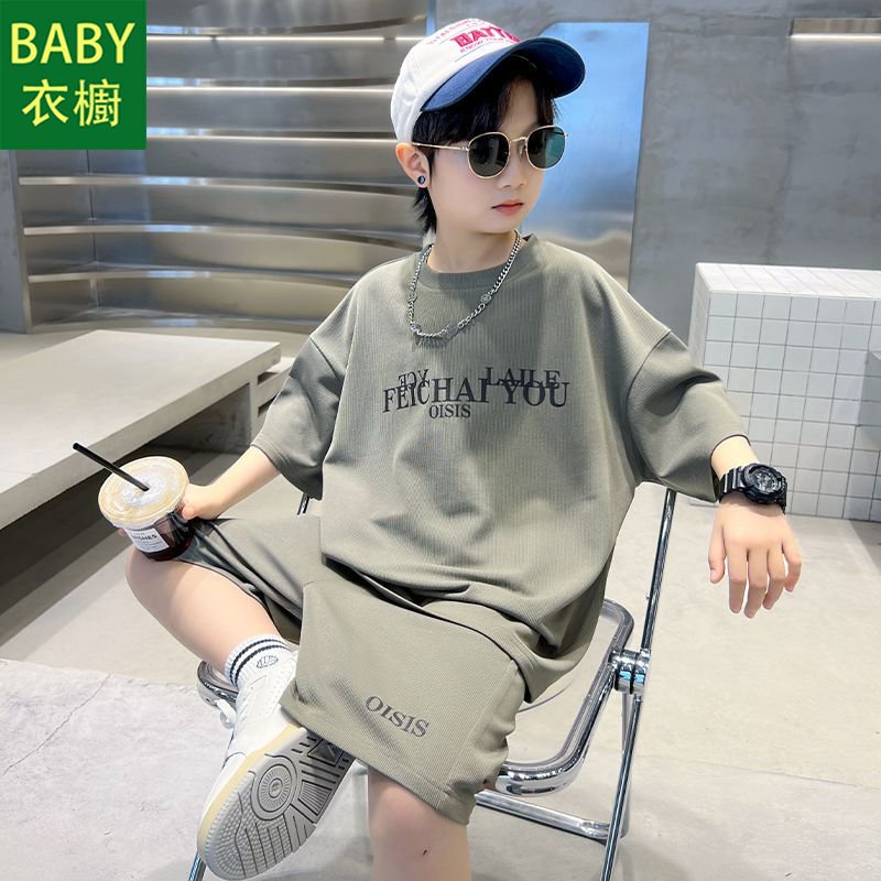 Set Đồ Mùa Hè Hai Món Gồm Áo Thun Tay Cộc Phong Cách Hàn Quốc Mới 2023 Cho Bé Trai