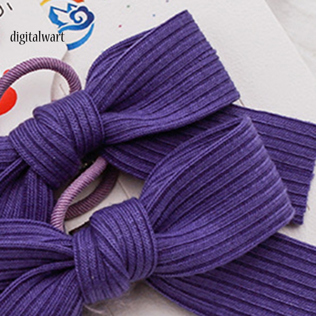 Kỹ Thuật Số| Set 2 Dây Cột Tóc Co Giãn Đính Nơ Dệt Kim Cho Nữ