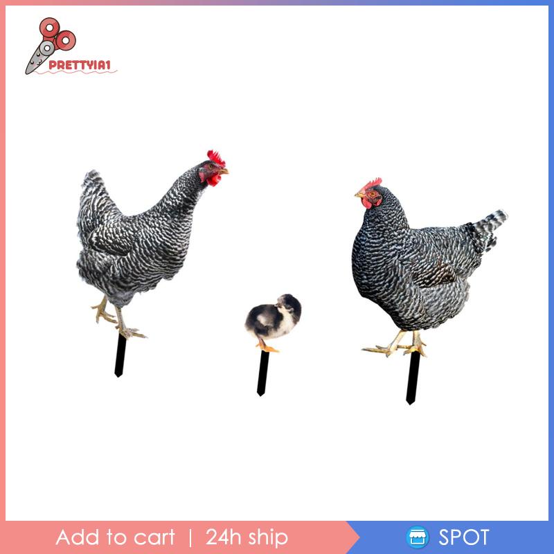 1 [Prettyia] 3 Bức Tượng Gà Con Trang Trí Lối Đi Sân Vườn