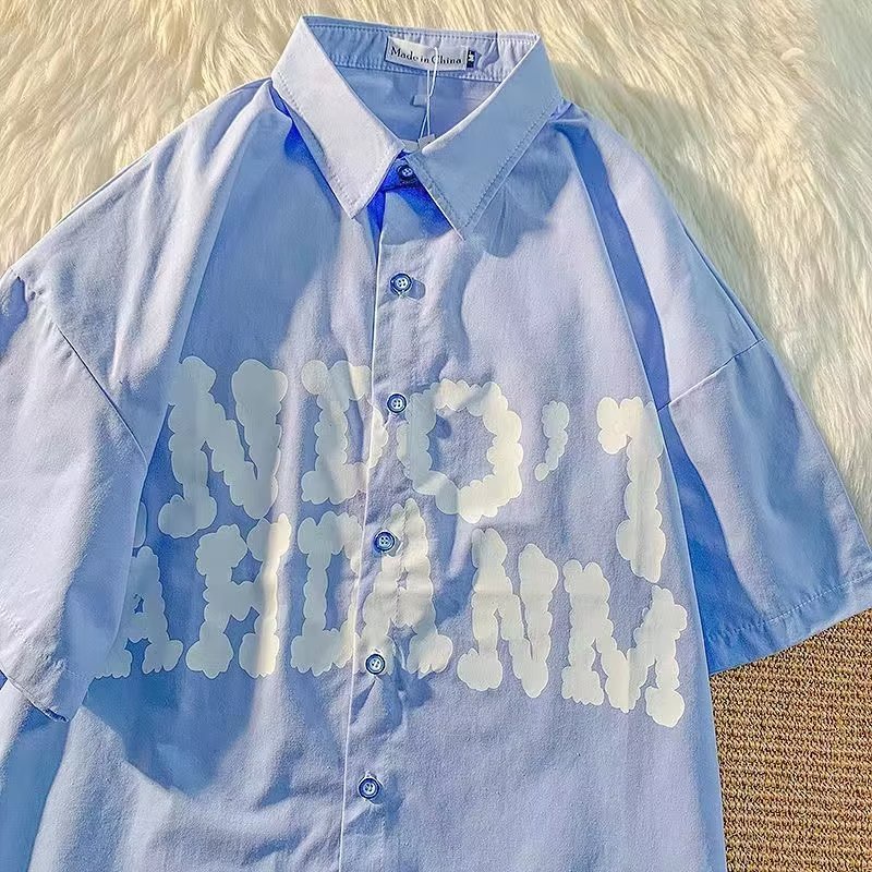 Áo Sơ Mi Ngắn Tay Thêu Họa Tiết Phong Cách Hip Hop Nhật Bản Thời Trang Mùa Hè Hàng Mới Dành Cho Nam