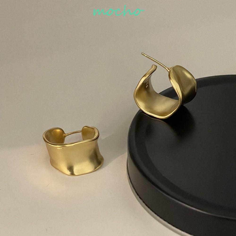 Bông Tai Hình Chữ C Đơn Giản Phong Cách Retro|Khuyên Tai Kim Loại Bản Rộng Phong Cách Hàn Quốc Cho Nữ