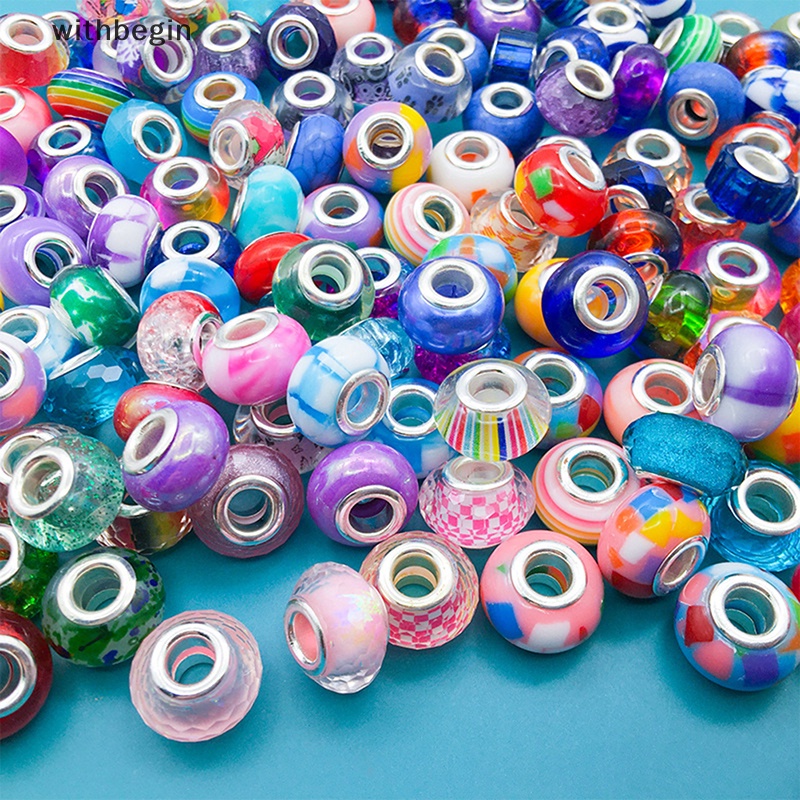Set 10 Hạt Xỏ Lỗ Lớn Nhiều Màu Sắc Làm Trang Sức DIY