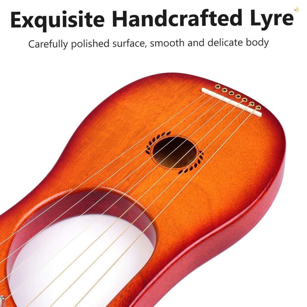 Mynice Bộ Cờ Lê Điều Chỉnh 7 Vòng Kiểu Lyre Harp Cổ Điển / 2 Miếng Vải Lau Chùi