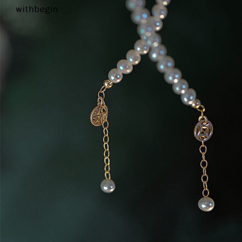 Vòng Đeo Tay May Mắn Dáng Dài Đính Ngọc Trai Giả Bằng Đồng Tùy Chỉnh Thời Trang Sang Trọng Cho Nữ