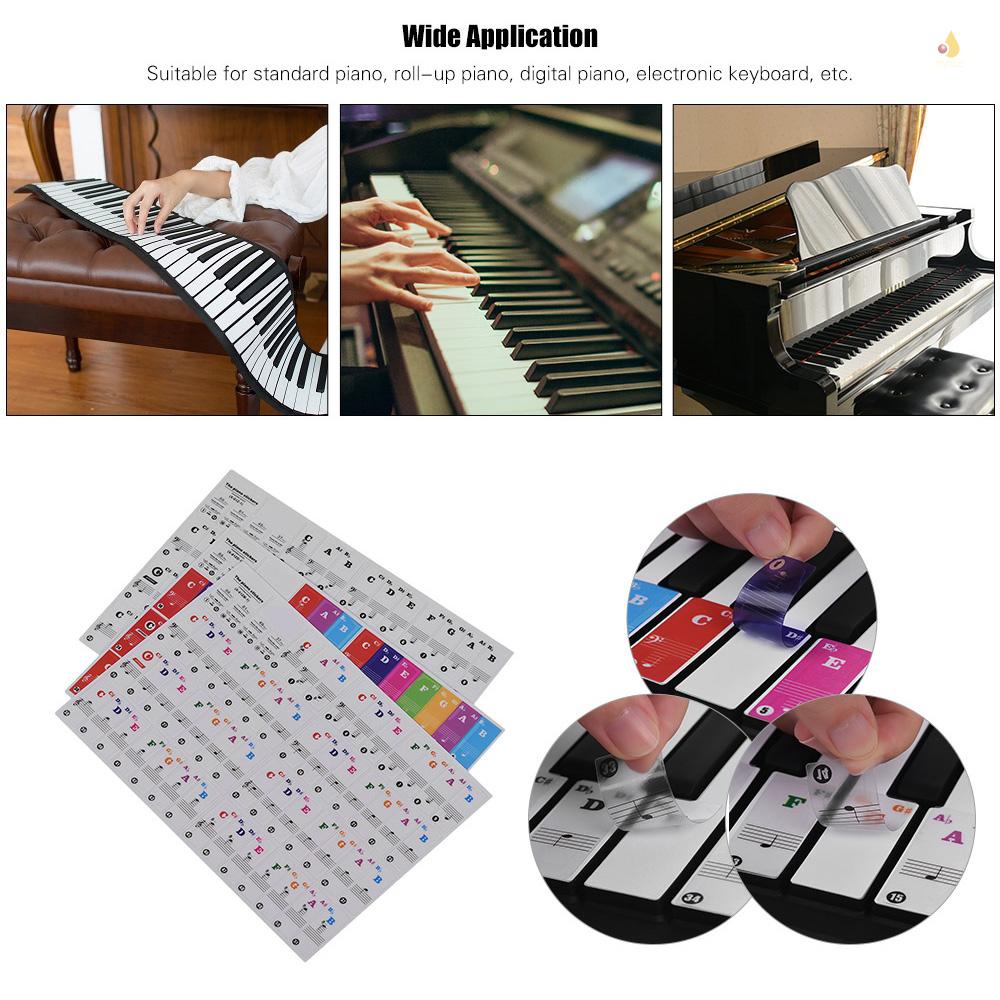 Miếng Dán Phím Đàn Piano 37 / 49 / 61 / 88 Trong Suốt Tháo Rời Được Dành Cho Trẻ Em Mới Tập Chơi
